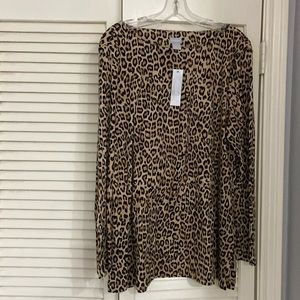 Chico’s Pima Animal Long Sleeve Button Sleeve Tunic
